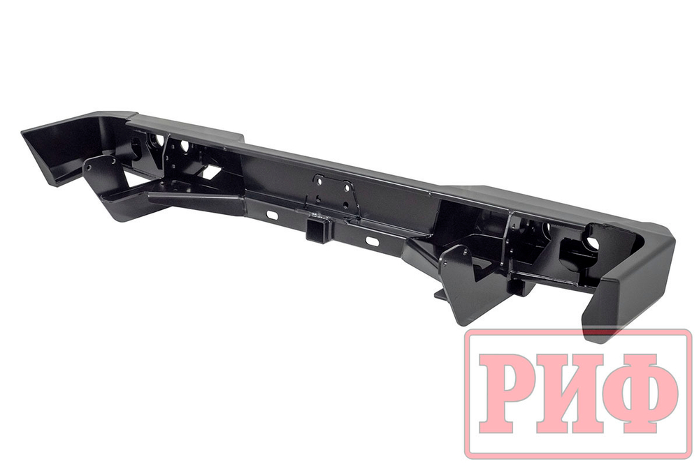 Бампер силовой задний Toyota Land Cruiser 78 2007+ с квадратом под фаркоп и фонарями РИФ