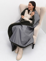 Универсальное утепленное одеяло-пончо 5 в 1 (одеяло, пончо, спальный мешок, коврик, подушка) на меху из натуральной овечьей шерсти