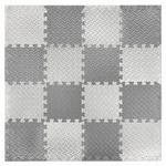 Коврик-пазл напольный 1,2х1,2 м, 16 шт., 30х30 см, толщина 1 см, серый, светло-серый, ЮНЛАНДИЯ, 664811