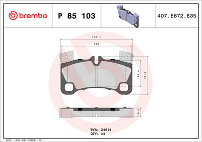 BREMBO - P85103-BRB - Brake Pad Set, disc brake