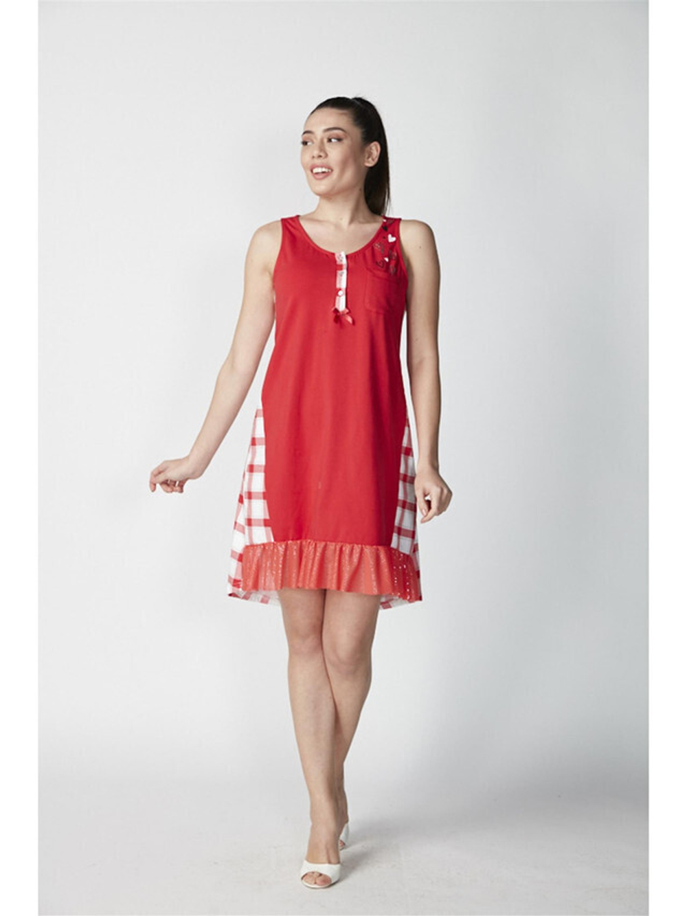 RELAX MODE / Ночная сорочка женская домашнее платье ночнушка с кружевом - 15051
