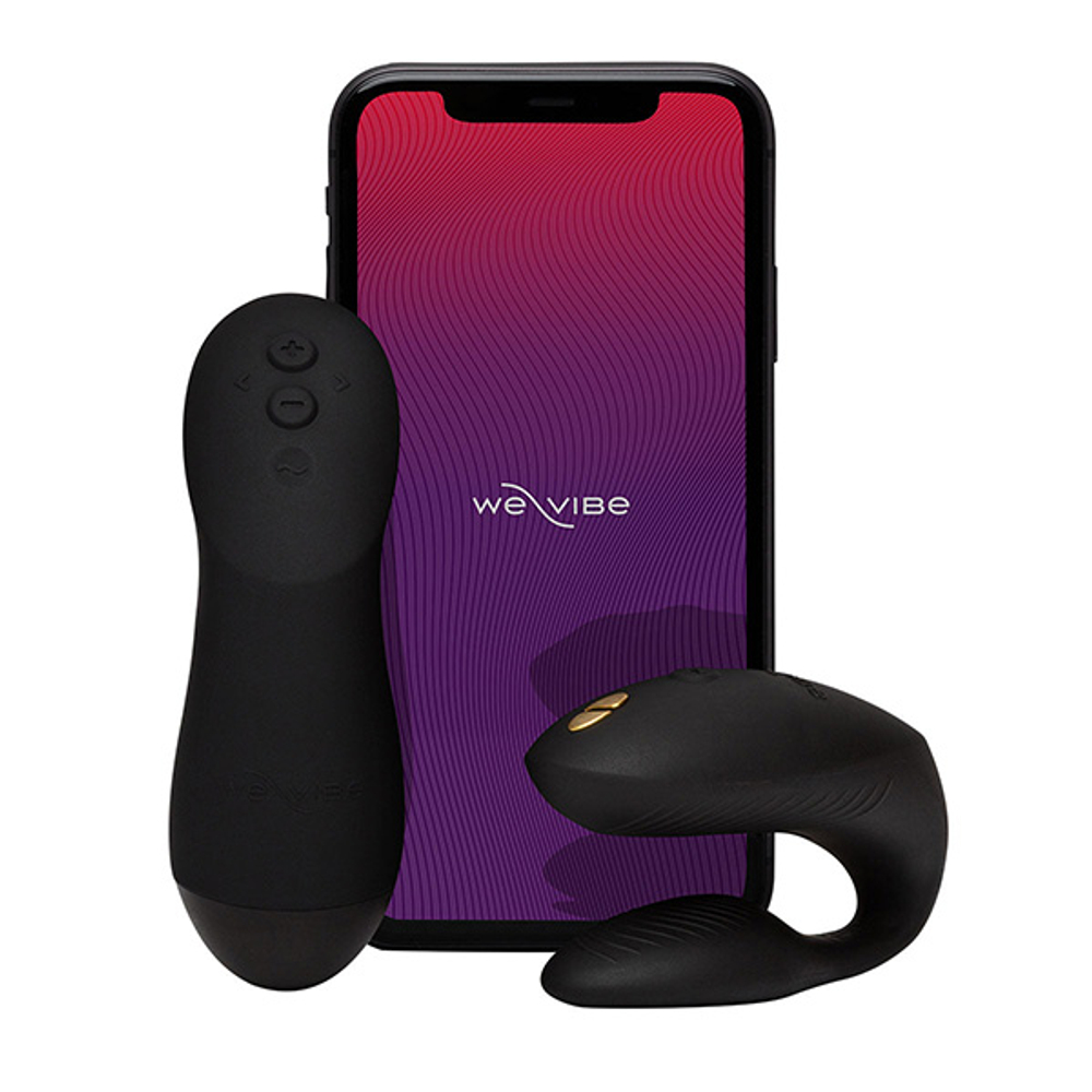 Черный вибратор 8см для пар с пультом ДУ и управлением через приложение We-Vibe Chorus Pro Satin Black SNSP1SG9