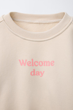 ZARA ТОЛСТОВКА С НАДПИСЬЮ, СВЕТЛО-ФИСТАШКОВЫЙ