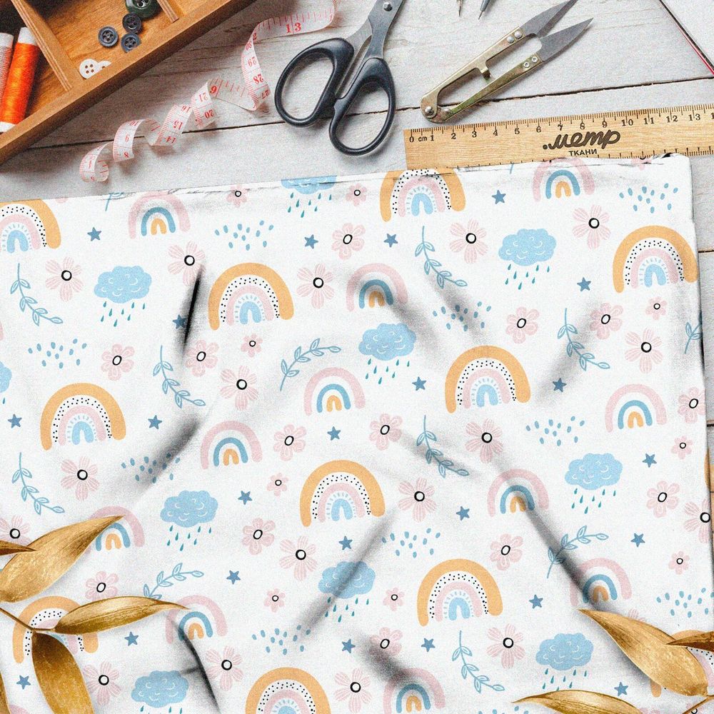 Ткань габардин детская радуга