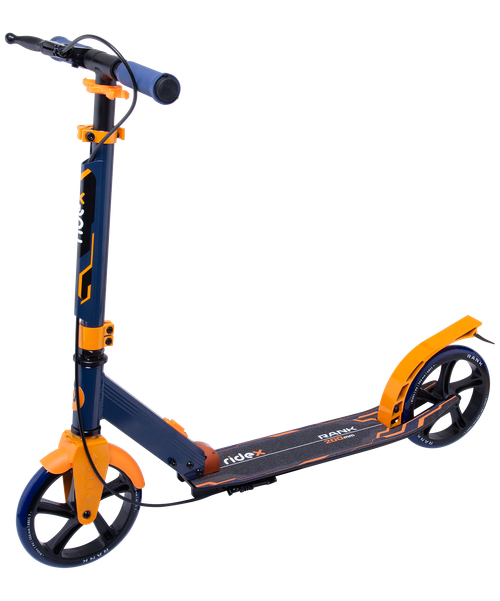 Самокат городской RIDEX Rank 200 мм, ручной тормоз, черный/оранжевый
