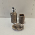 Набор из оникса 3 предм Grey NO-63255  дозатор, стаканчик, мыльница 151