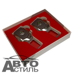 Заглушка ремня безопасности "ШКОДА" (пара) в коробочке серой