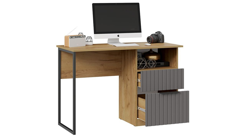 Стол письменный с ящиками Дуб Крафт золотой/Графит матовый 110,2х50,3х75 см