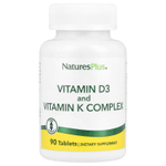 NaturesPlus, комплекс витаминов D3 и К, 90 таблеток