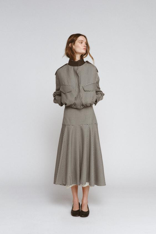 ZARA КОМБИНИРОВАННАЯ ЮБКА В КЛЕТКУ — ZW COLLECTION, КОРИЧНЕВЫЙ