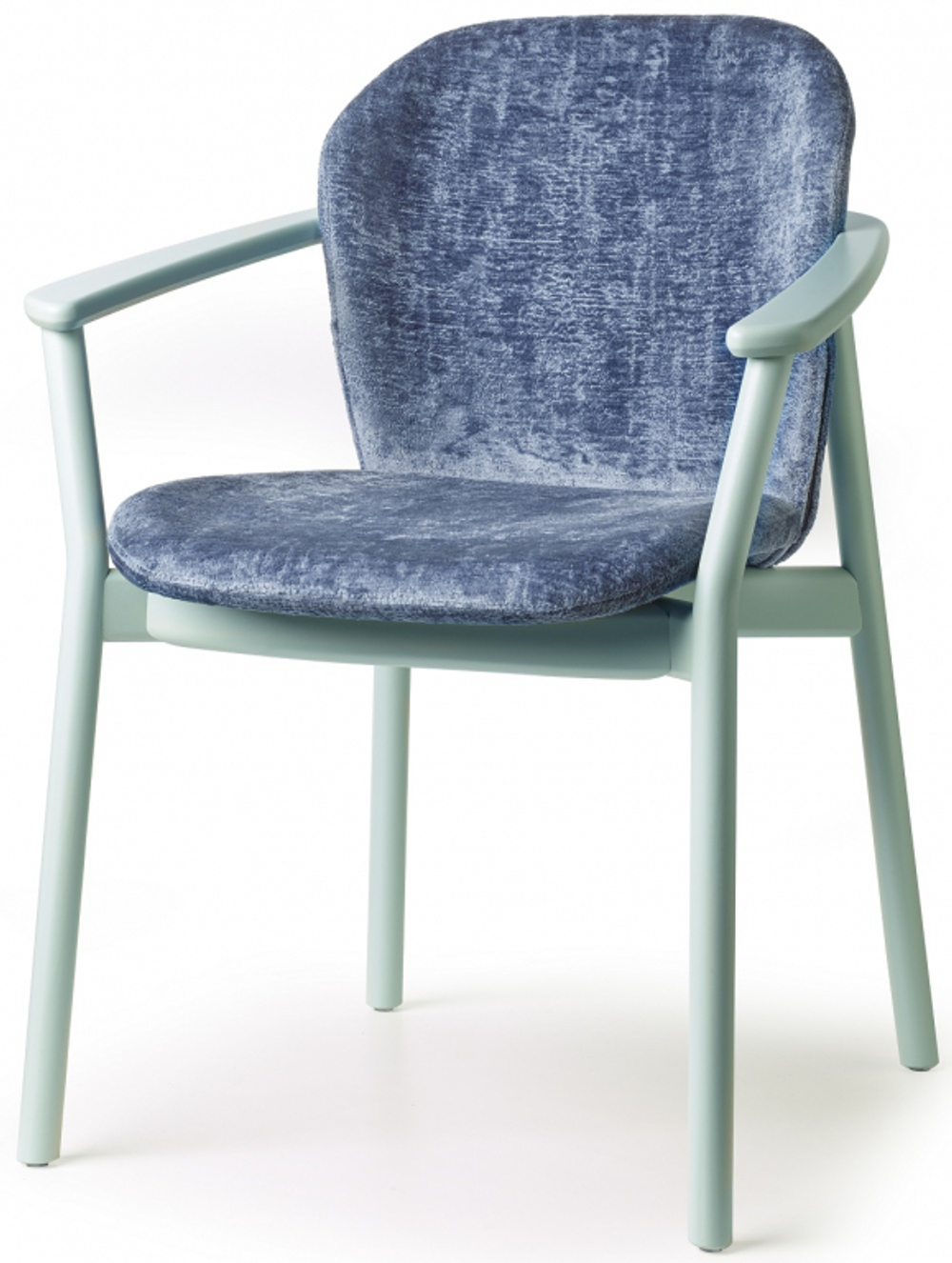 Кресло деревянное с обивкой Scab Design Natural Finn, бук матовый аквамарин, синий