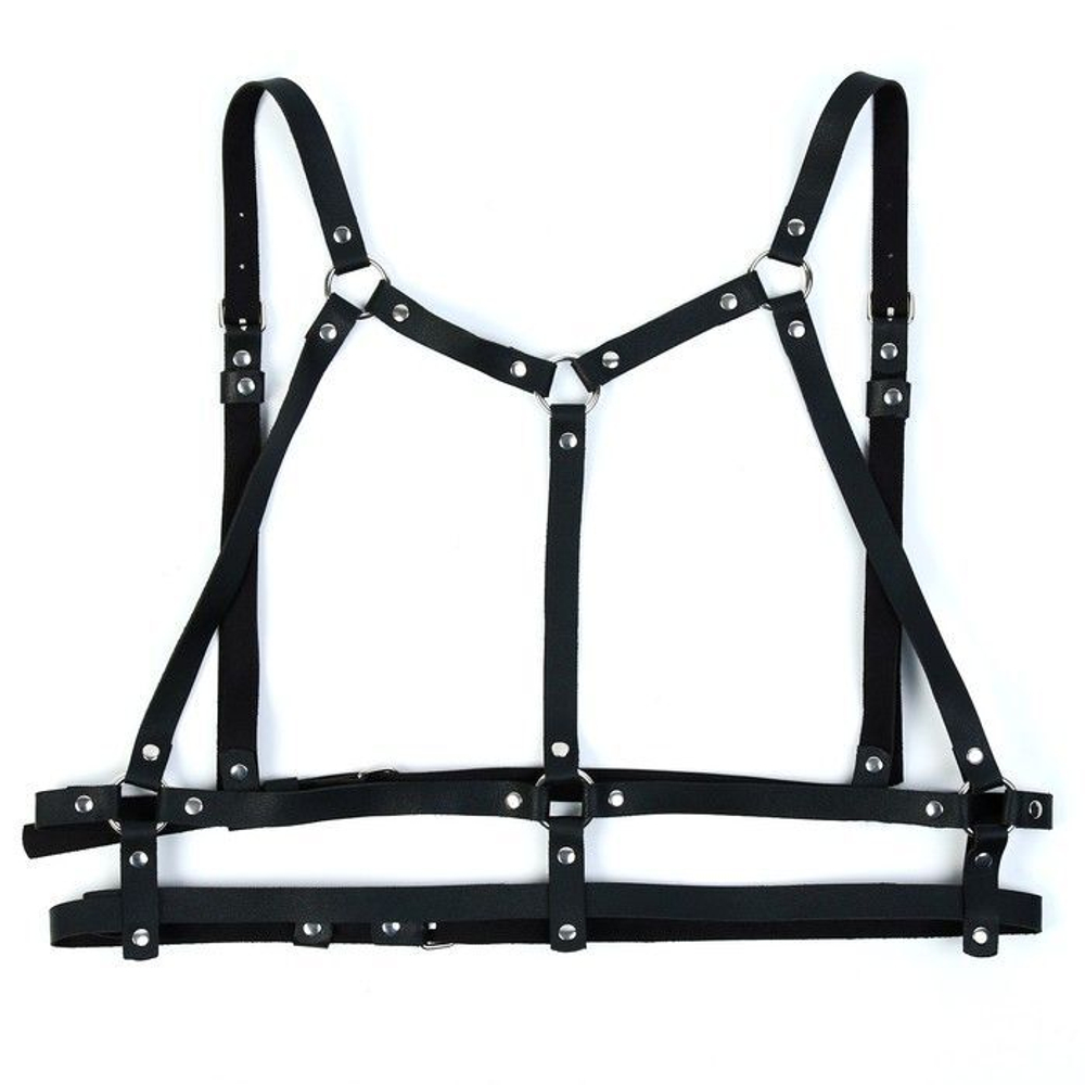 Черная портупея с металлическими колечками (Размер: S-M) (Цвет: черный)