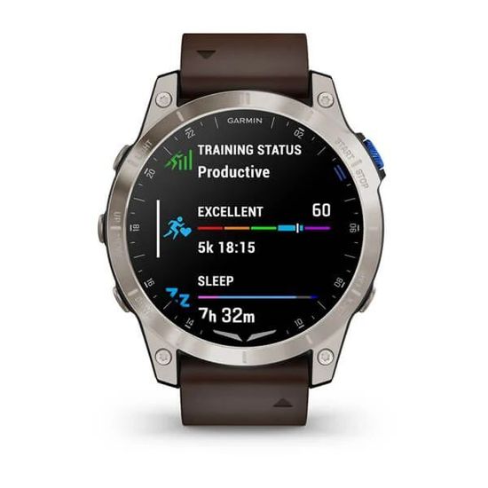 Умные авиационные часы Garmin D2™ Mach 1 с кожаным ремешком Оксфорд коричневого цвета