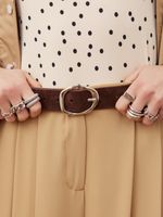 БАЗОВЫЙ РЕМЕНЬ С МЯТОЙ ПРЯЖКОЙ ЗАМША ТЕМНЫЙ ШОКОЛАД