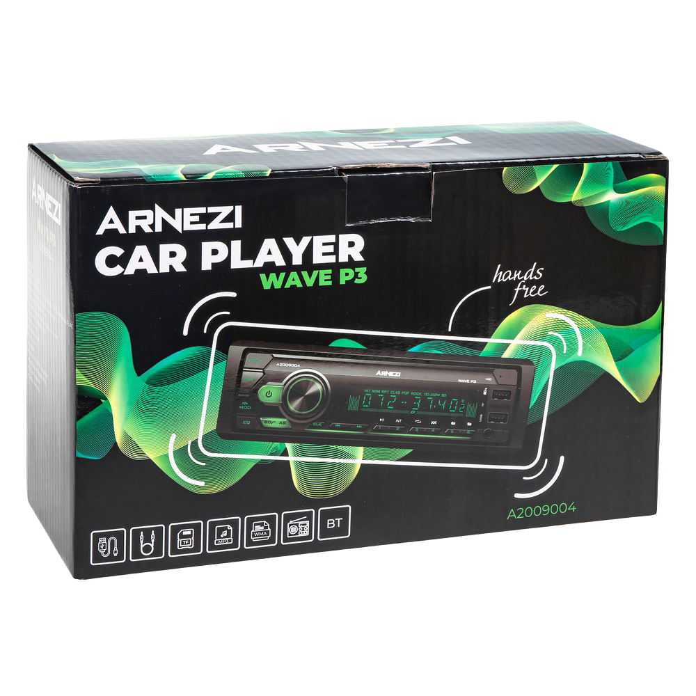Автомагнитола ARNEZI Wave P3 4х25Вт (Bluetooth, FM, AUX, USB, TF, Remote) / A2009004