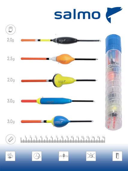 Набор полиуретановых поплавков Salmo PU СТОЯЧАЯ ВОДА в тубусе 5шт. набор индивидуальная упаковка