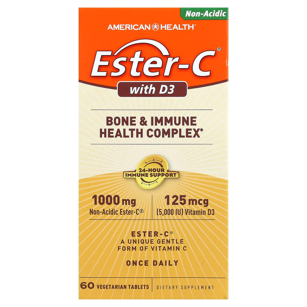 American Health, Ester-C® с витамином D3, 60 вегетарианских таблеток