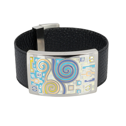 Браслет Fiore Luna на кожаном черном ремешке CB01319-9 M/S