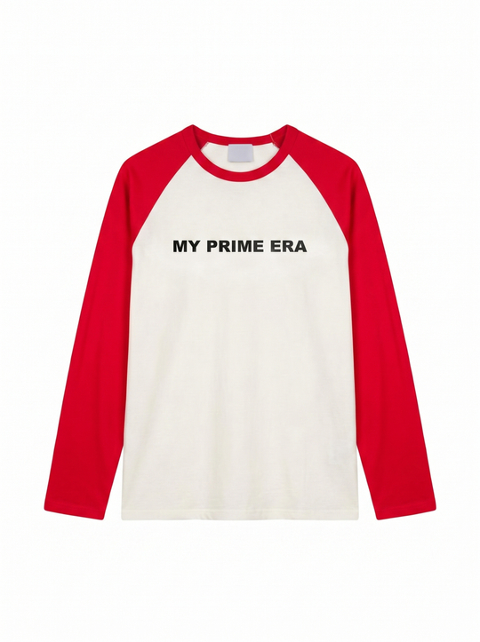 Лонгслив с контрастными рукавами "My prime era"