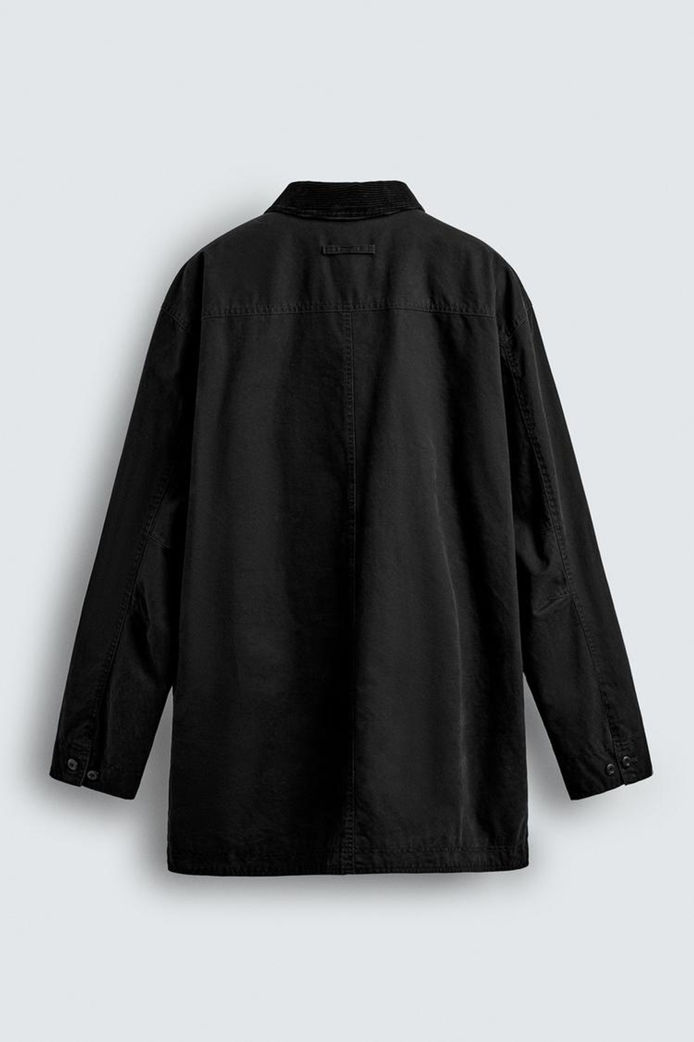 ZARA ДЖИНСОВЫЙ ТРЕНЧ С КОМБИНИРОВАННЫМ ВОРОТНИКОМ, ЧЕРНЫЙ