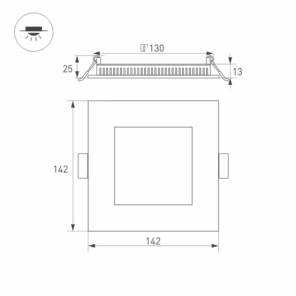 Светильник DL-142x142M-13W Warm White (Arlight, IP40 Металл, 3 года) 020130
