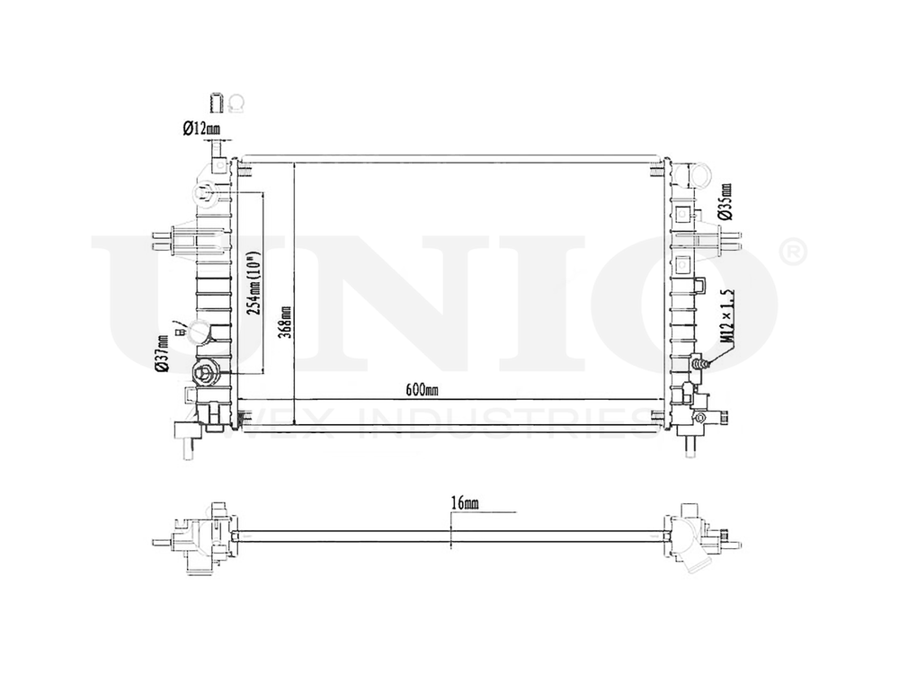 Радиатор охлаждения двигателя UNIO RAD-10027