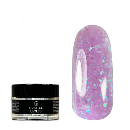 Grattol Gel Opal 10 - Гель сиреневый с блестками, 15мл