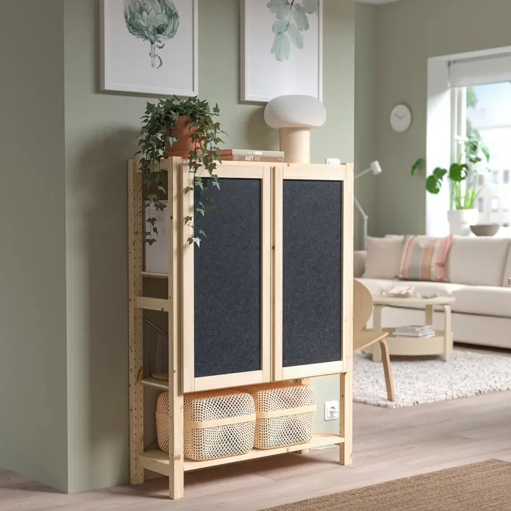 Комбинация для хранения - IKEA IVAR/ИВАР ИКЕА, 89х30х124 см, сосна/черный