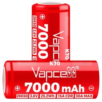 Аккумулятор Li-Ion Vapcell K70 26650 7000mah 30A