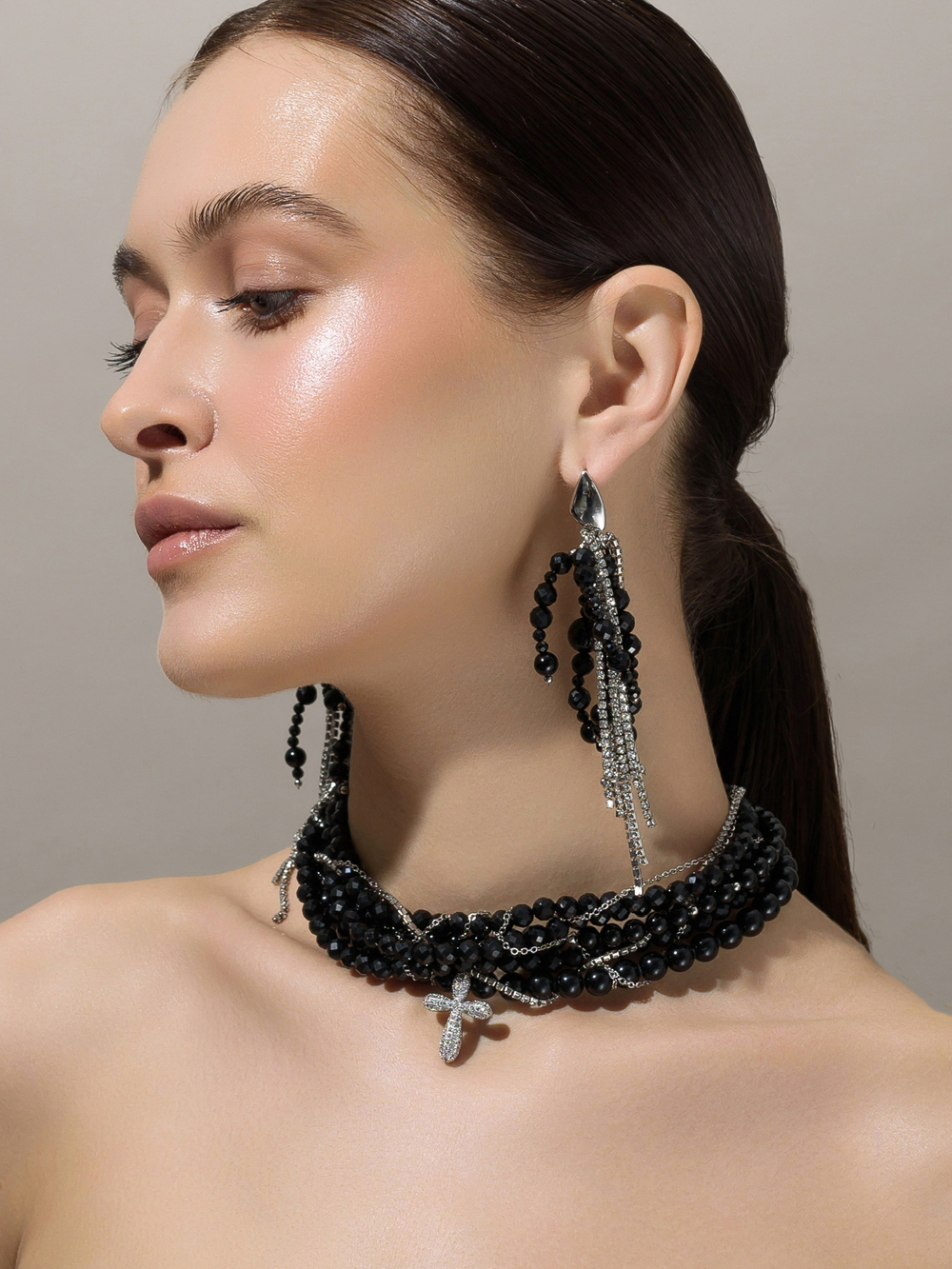 Колье "Holiday Black" из чёрного турмалина Silver