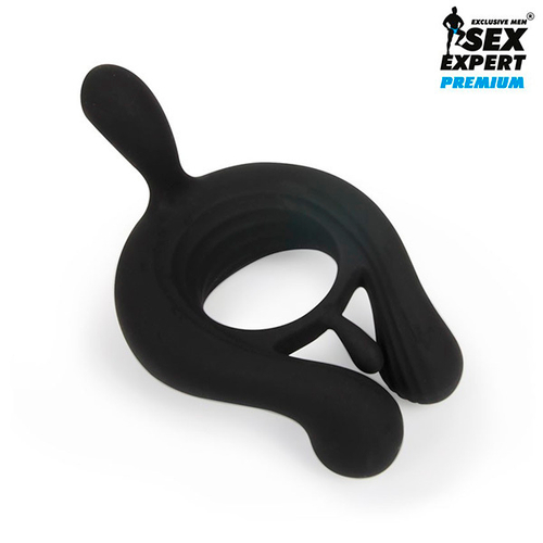 Черное эрекционное виброкольцо с пультом ДУ Bior Toys Sex Expert SEM-55230