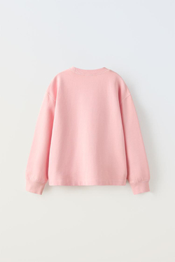 ZARA КОМПЛЕКТ ИЗ БРЮК И ТОЛСТОВКИ С НАДПИСЬЮ, РОЗОВЫЙ