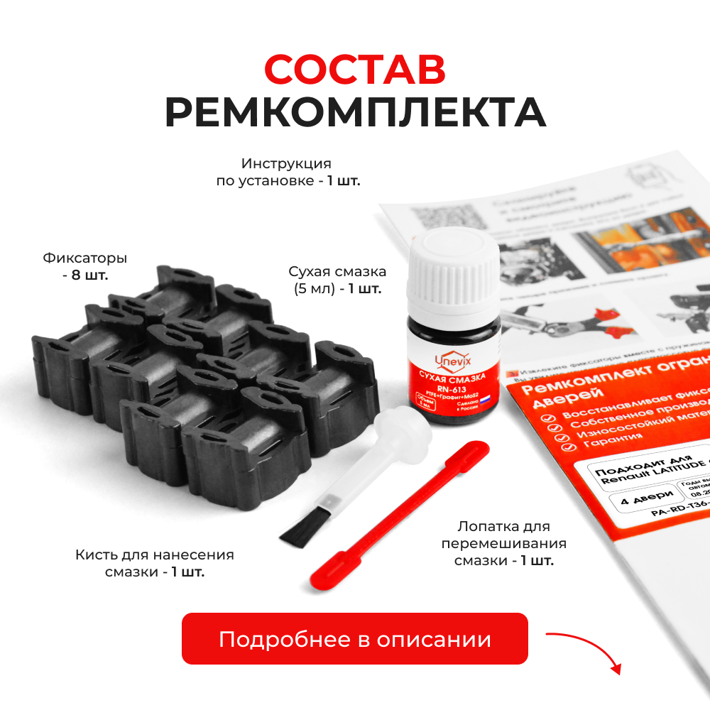Ремкомплект ограничителей дверей Renault LATITUDE (I) L70 (4 двери, тип 36) 08.2010-2015