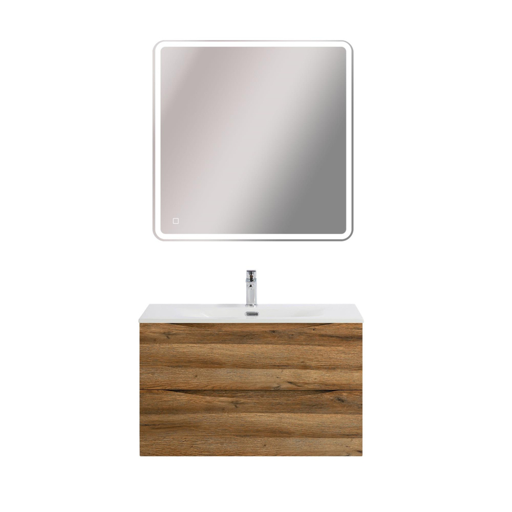 Тумба с раковиной подвесная BelBagno MARINO-CER-MINI-800-2C-SO-RR-P Rovere Rustico, раковина белая BB-8099-3-80