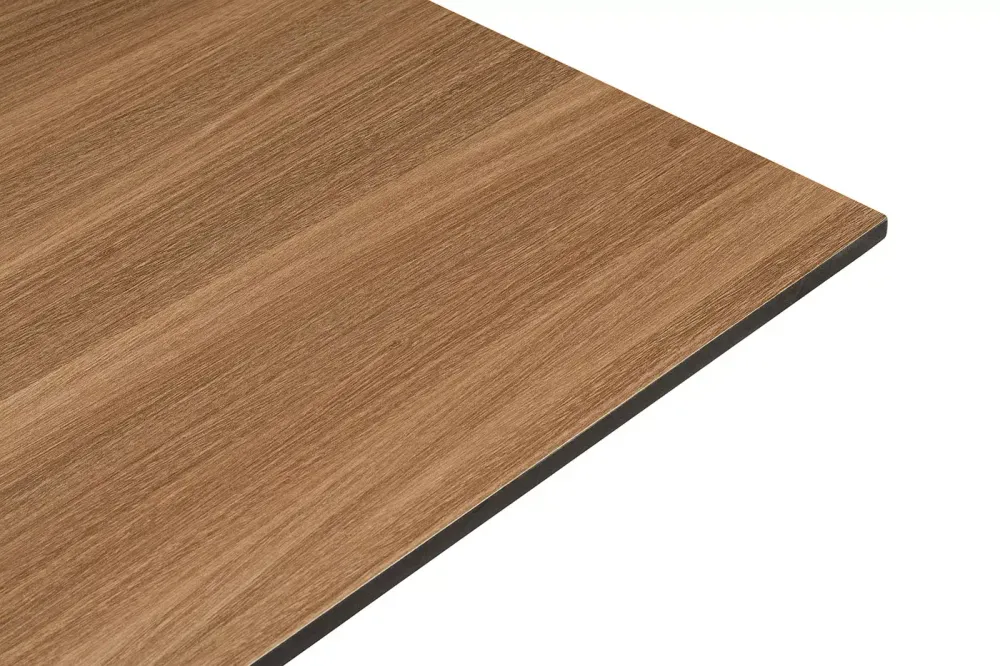 "Каффе" стол из HPL 110х70см, цвет "дуб", подстолье стальное двойное