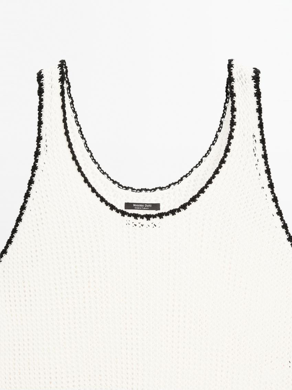 Massimo Dutti Топ из кружева кроше на бретелях из 100% хлопка, натуральный, кремовый