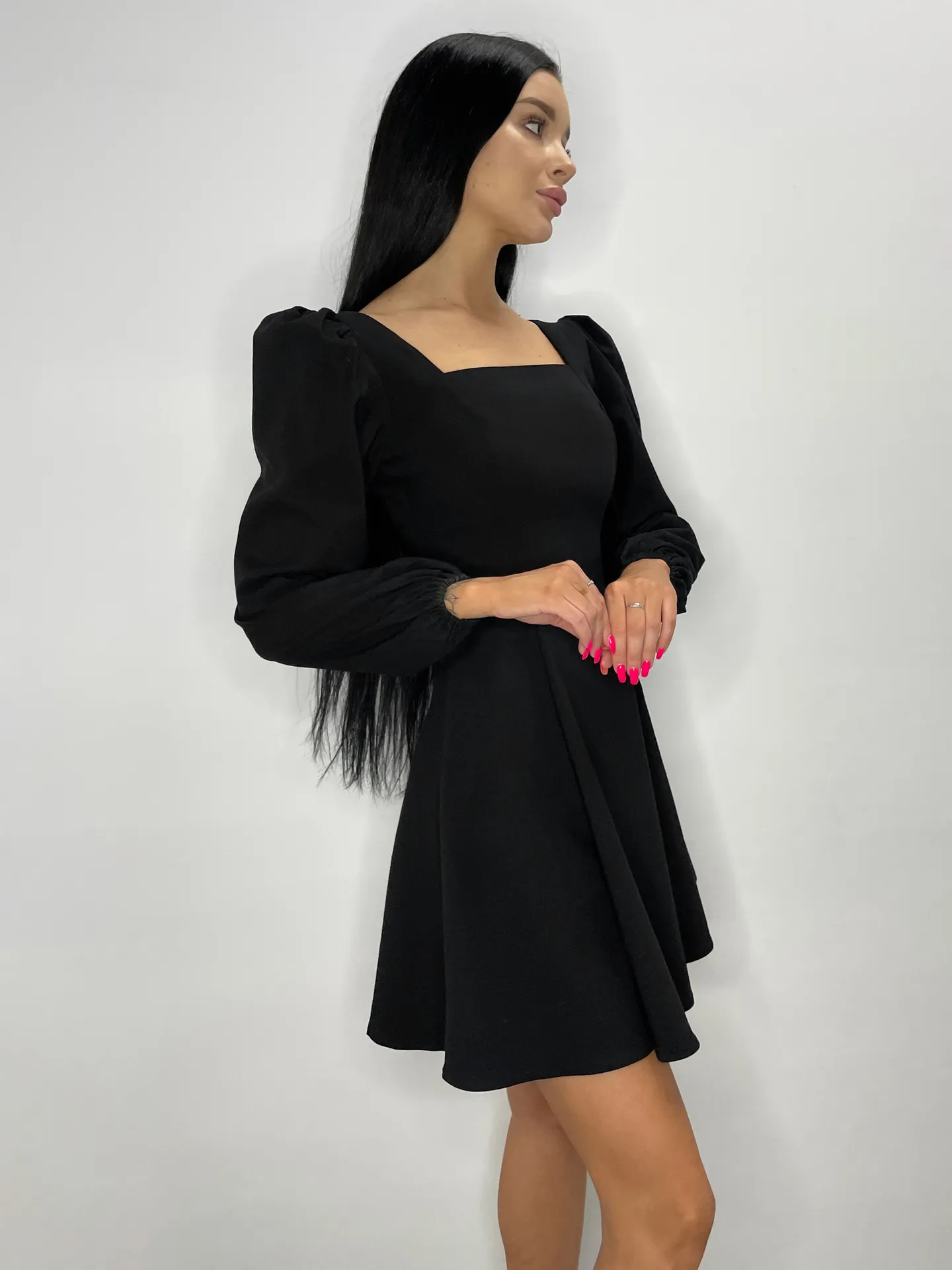 Платье By Style Janetta с объемными рукавами и пышной юбкой на молнии сзади\Черный недорого