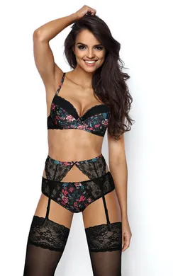 Пояс P-3155-3 Clarie Czarny-Rozowy