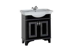 Тумба с раковиной Aquanet Валенса 80 черный краколет/серебро