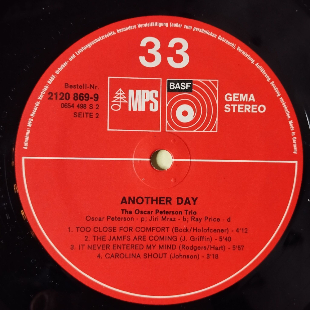 Винтажная виниловая пластинка LP The Oscar Peterson Trio Another Day (Germany 1971)