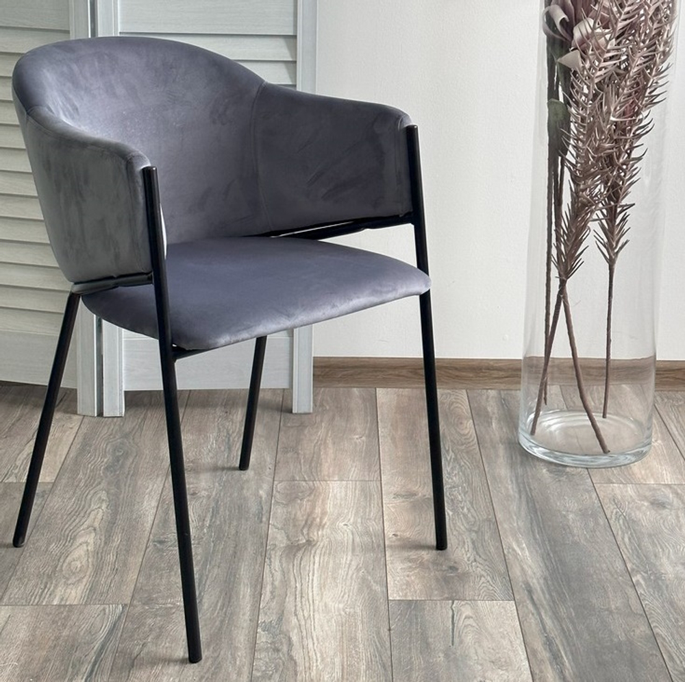 Стул М-City DISAUR Дилл, H-14 Серый, Велюр, Черный каркас