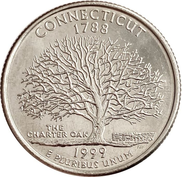 25 центов (1/4 доллара, квотер) 1999 США «Штат Коннектикут» (D)