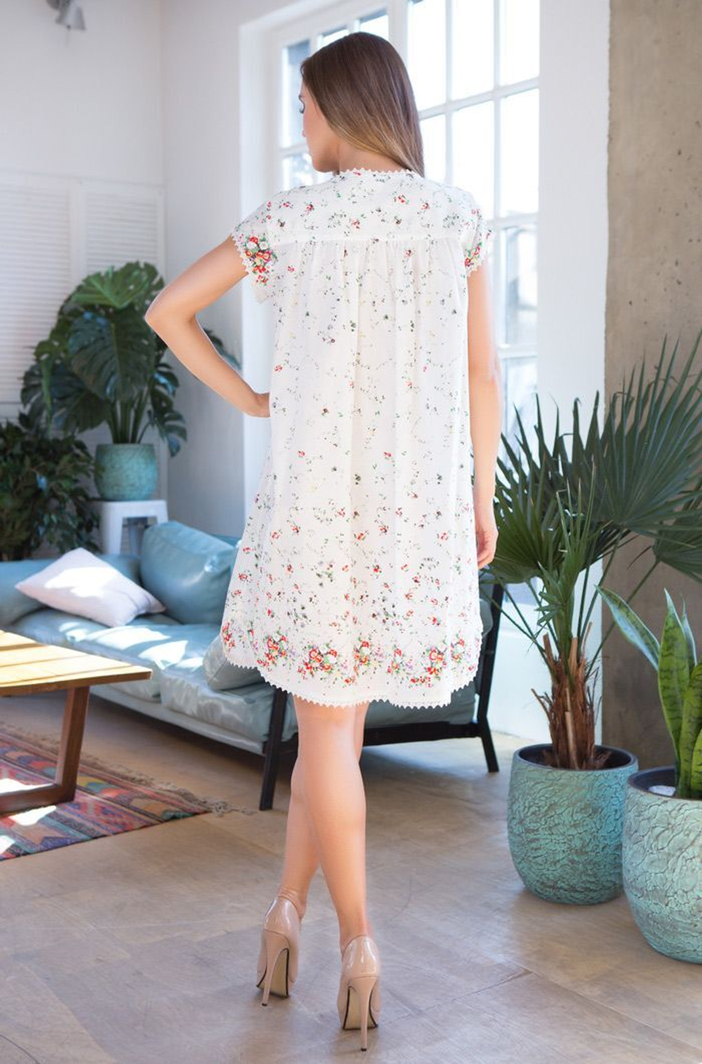 Сорочка из нежного принтованного хлопка Daisy (Размер: XXXL) (Цвет: белый)