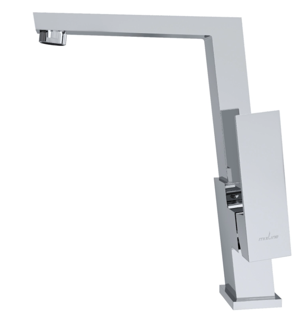Смеситель для кухни 25k MIXLINE ML20-032 "Quadro" высокий излив боковая ручка
