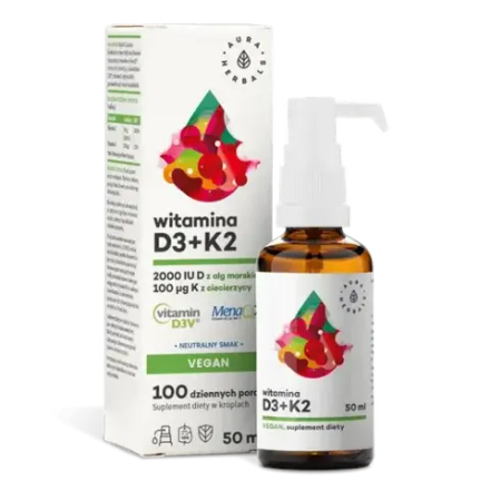 Витамин D3 2000 МЕ + K2 Веганская диетическая добавка, капли 50 мл