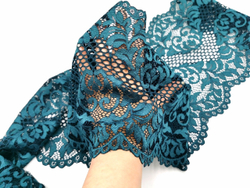 Эластичное кружево, 23 см, сосна (темно-зеленое), (Арт: EK-2602), м