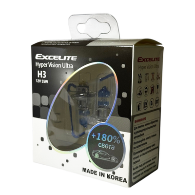 Лампа H3 55W 12V HVU PK22s Excelite комплект высокое напряжение ультра