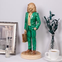 Скульптура Лев Бизнесмен Айвори Изумрудный