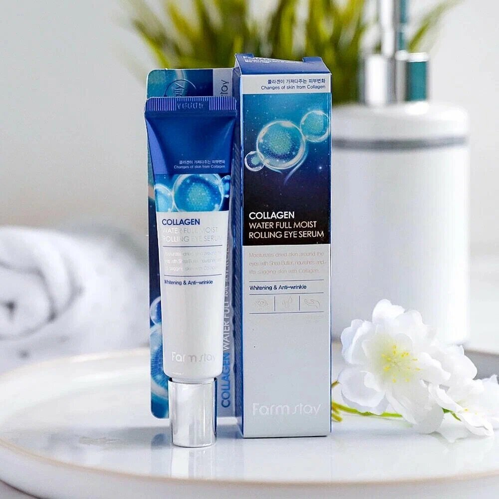 FarmStay Сыворотка увлажняющая с коллагеном с роллером Collagen water full moist rolling eye serum 25мл