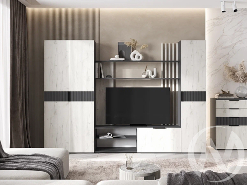 Гостиная "Роджина" (графит/дуб крафт белый)